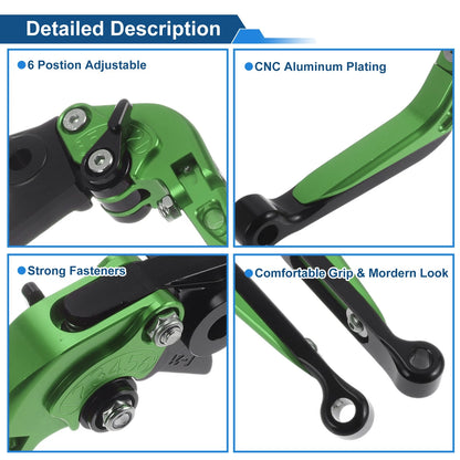 Adjustable Brake Clutch Levers for Kawasaki Vulcan S 650 (2015–2023) Green Black