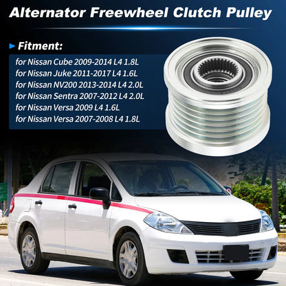 Alternator Freewheel Clutch Pulley for Nissan Cube Juke NV200 Sentra Versa (6 CW)