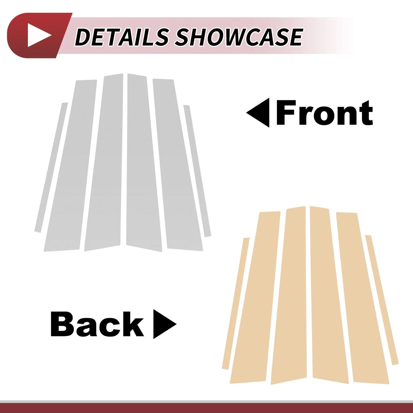 Set of 6 Door Pillar Window Trim for Lexus GS (2006–2011) Silver Tone