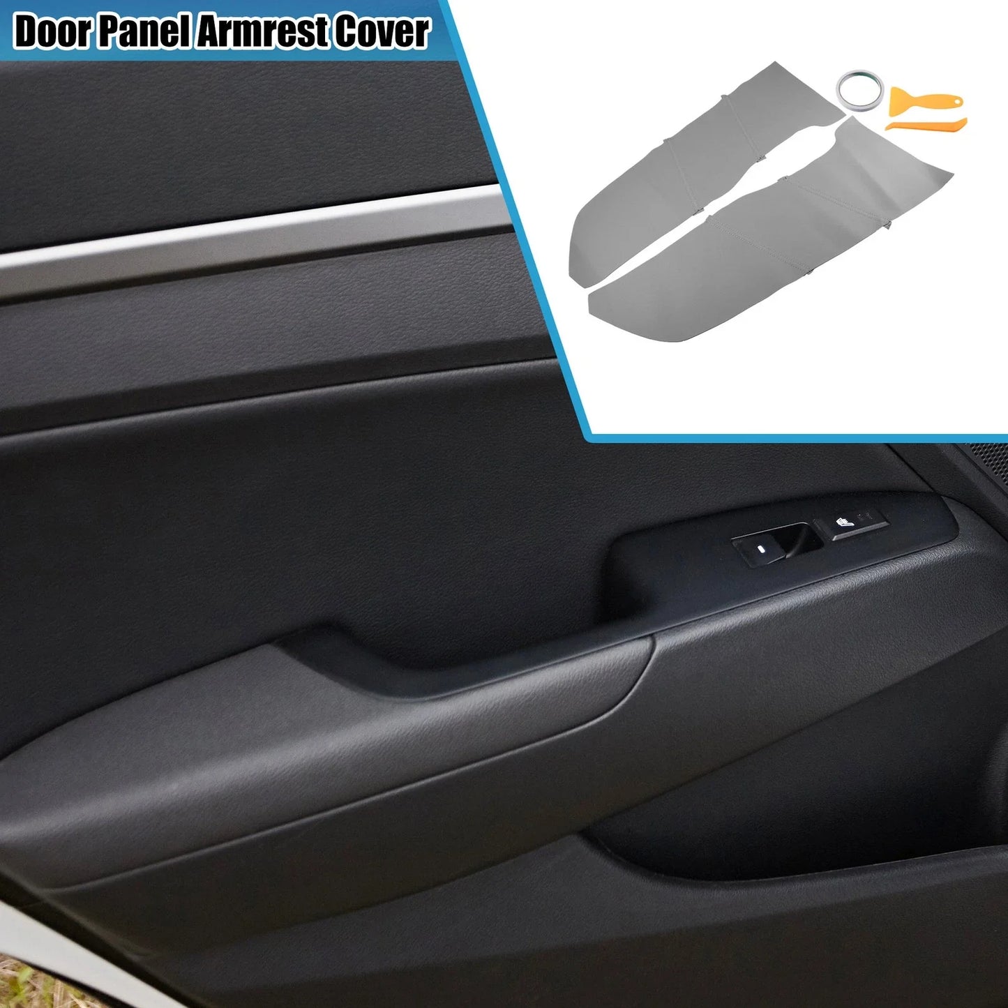 Front Door Panel Armrest Covers for Honda Accord (2008-2012) - Gray 1 Pair