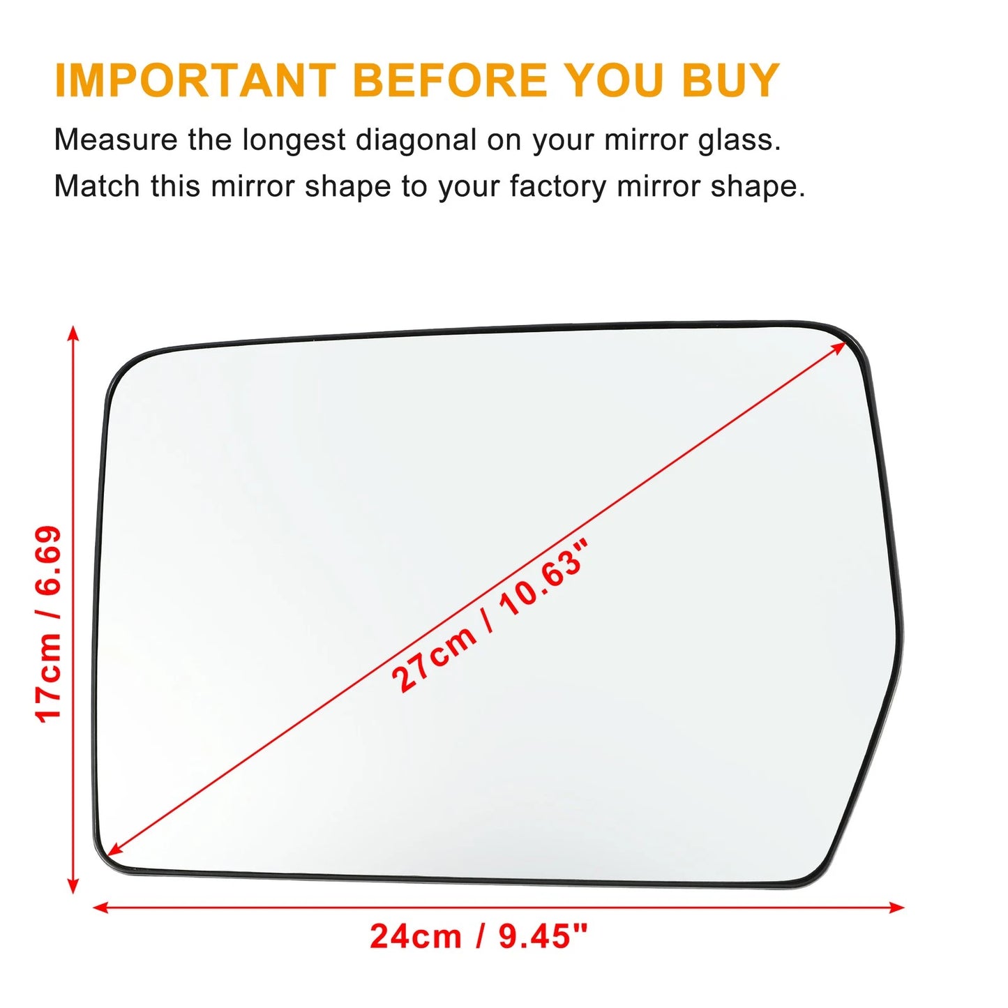 Left Side Mirror Glass for Ford F150 (2004–2014) & Lincoln Mark LT (2006–2008)