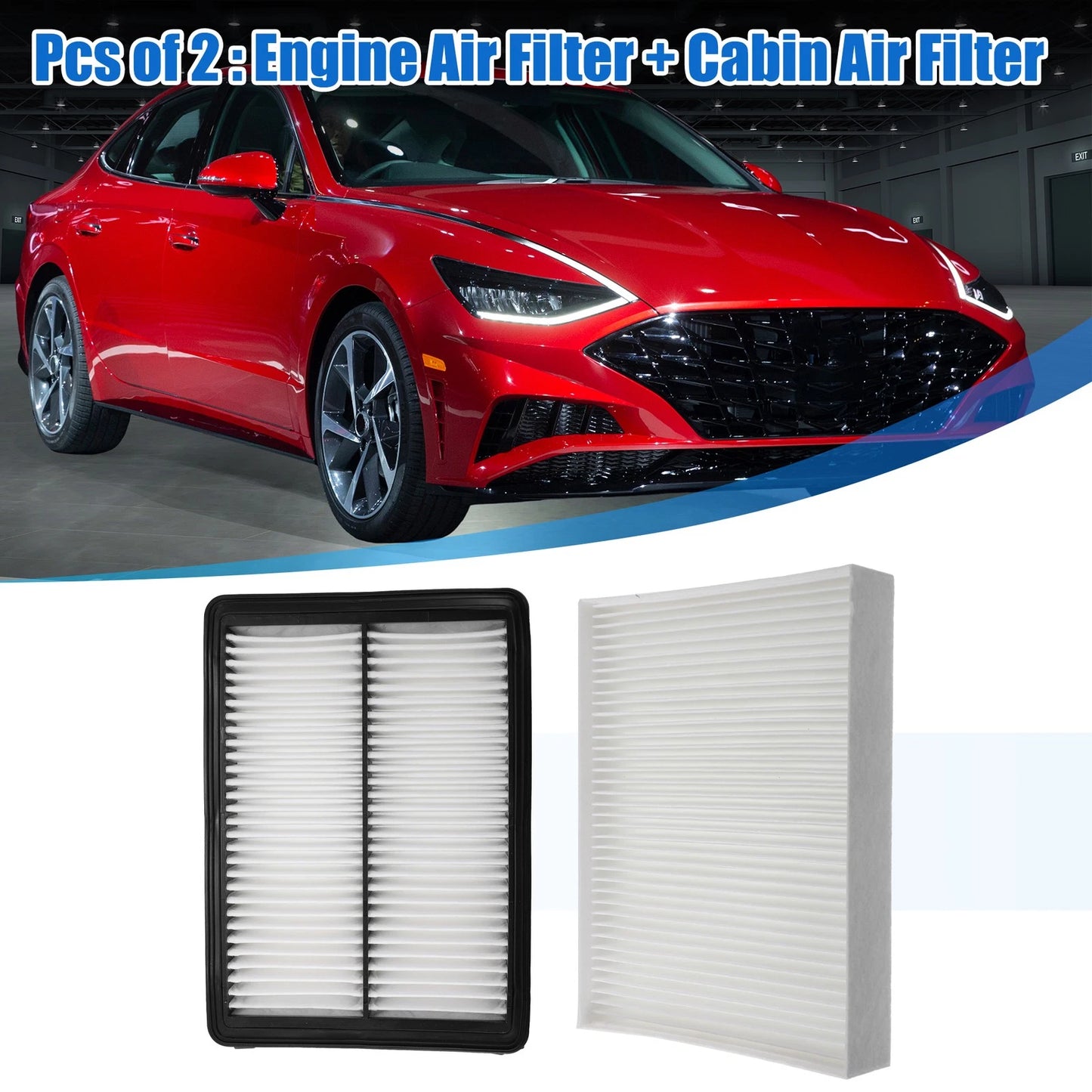 Set of 2 Engine and Cabin Air Filters for Hyundai Sonata (2011–2019) 28113-C1100 97133-C2000
