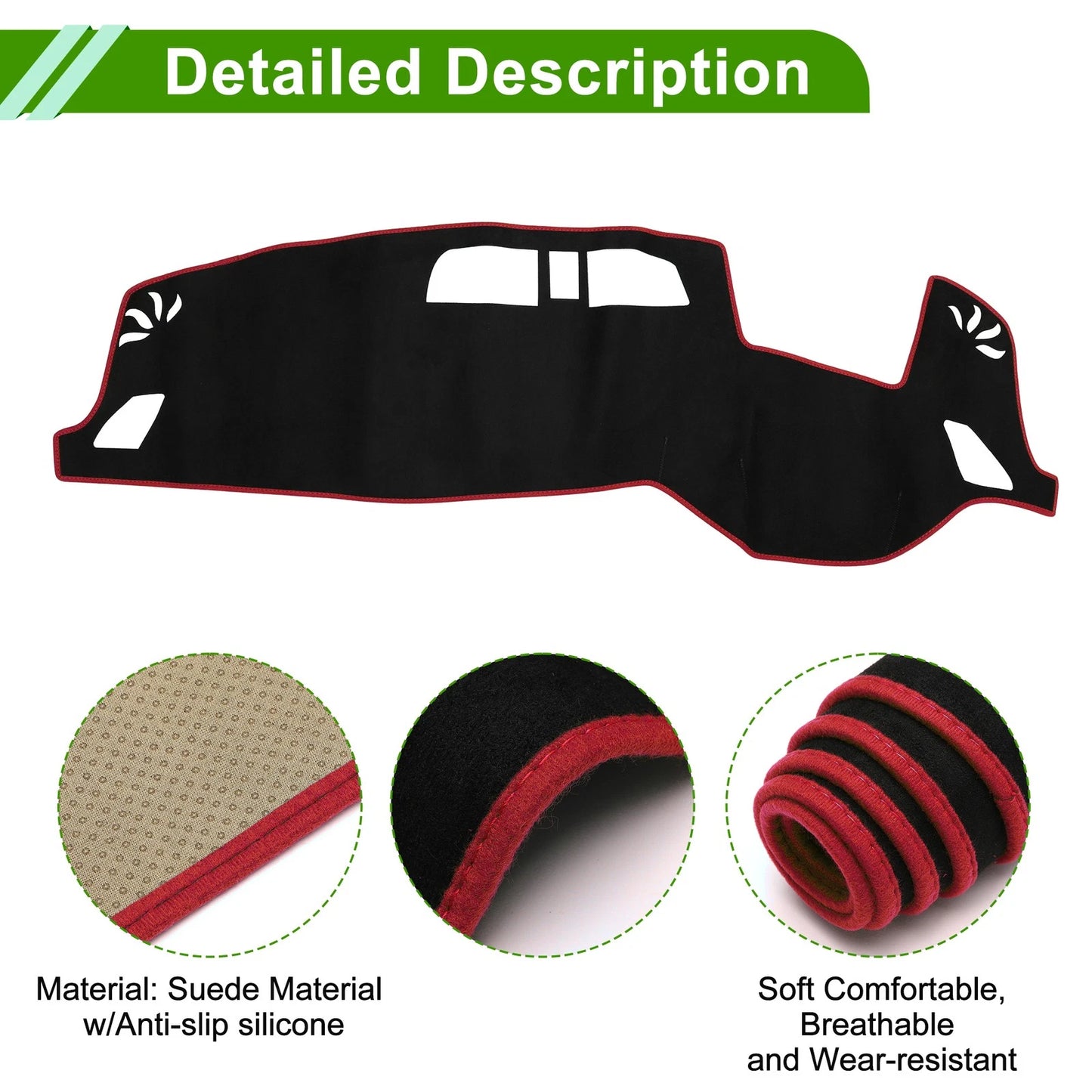 Dashboard Dash Cover Mat for Mitsubishi Outlander 3 PHEV (2013–2021) Black Red
