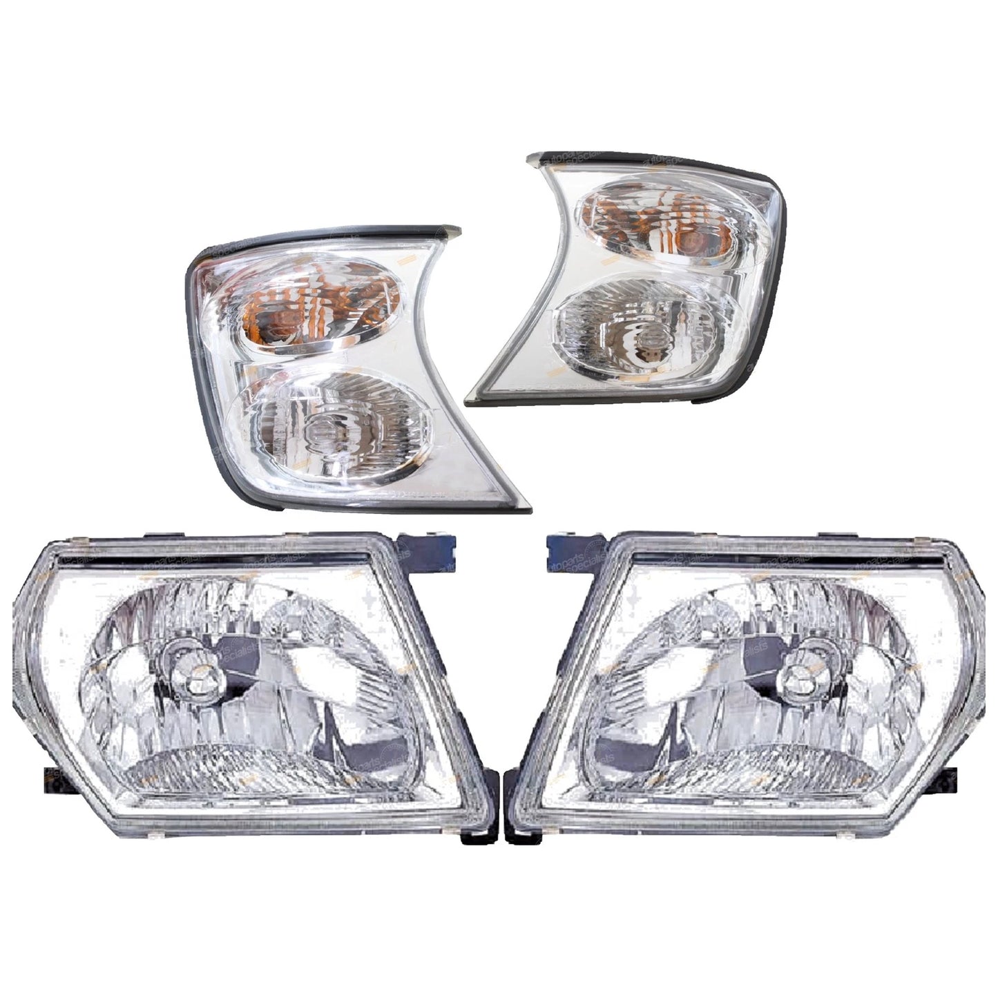 Set of 2 Crystal Clear Headlights for Nissan Patrol GU (1997–2009)