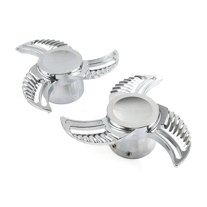 Chrome Spun Blade Front Axle Caps Nut Covers for Harley Softail Dyna