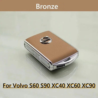 Bronze Leather Key Remote Case Fob Shell Cover for Volvo S60 XC60 XC90
