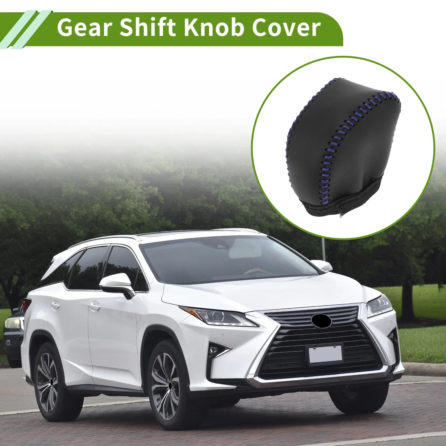 Lexus NX250 Gear Shift Knob Cover 2 x Black Blue Faux Leather (2022-2023)