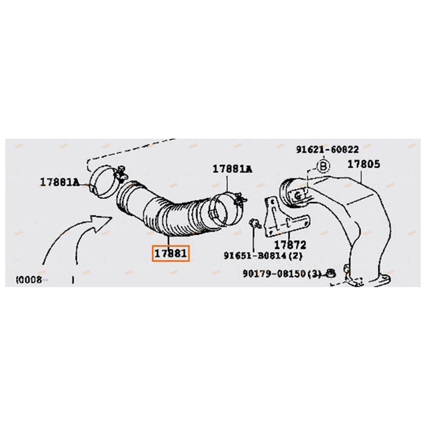 Rubber Air Cleaner Intake Hose for Hiace Van Diesel (1989–2000)