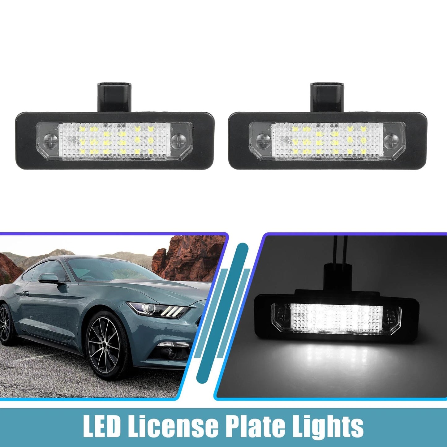 2X LED License Plate Light Tag Lamp Assembly for Ford Mustang Focus Fusion