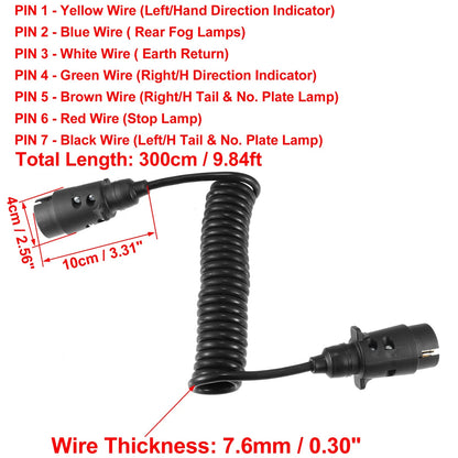 7Pin Trailer Light Board Extension Cable for RV (9.84ft)