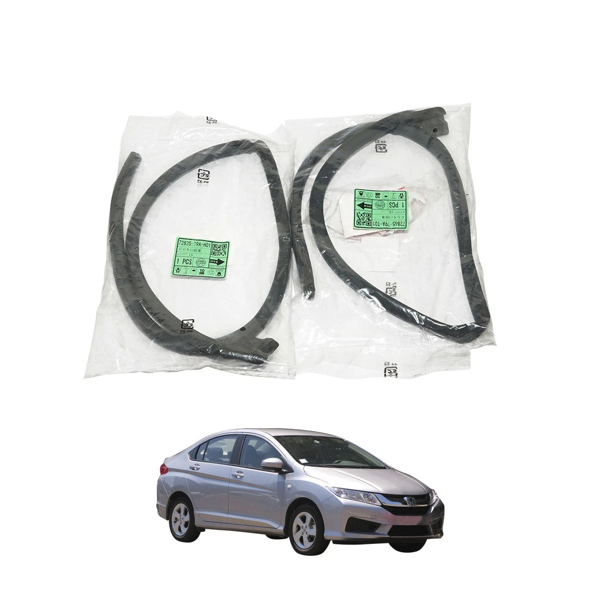 Set of 2 Rear Door Weatherstrips for Honda City Sedan (2014–2020)