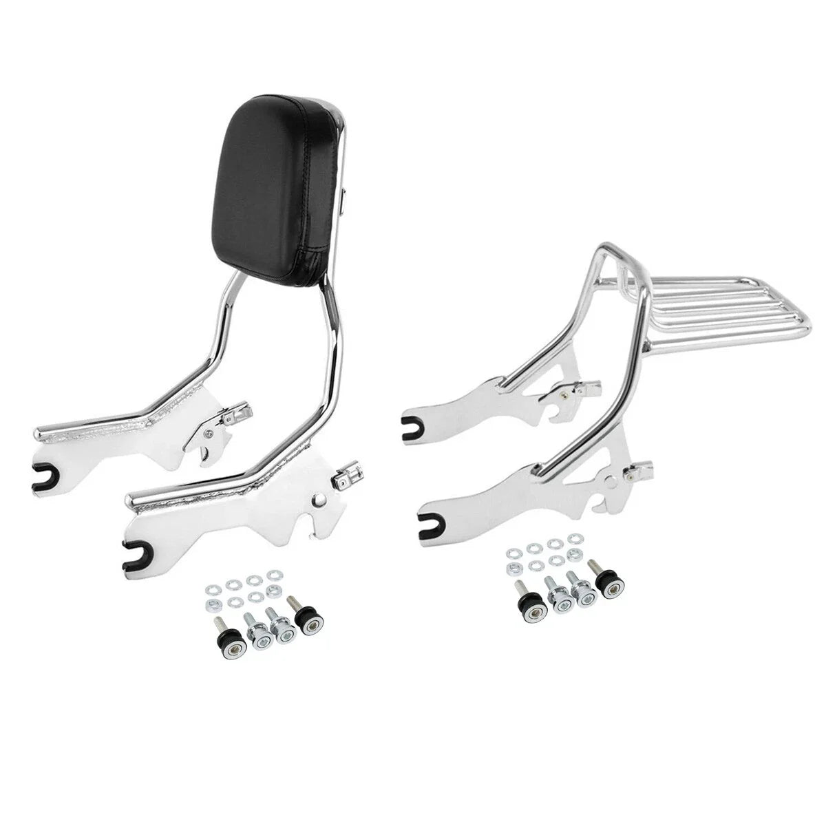 Chrome Sissy Bar Backrest & Luggage Rack Docking Kit for Harley Softail (18-25)