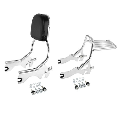 Chrome Sissy Bar Backrest & Luggage Rack Docking Kit for Harley Softail (18-25)