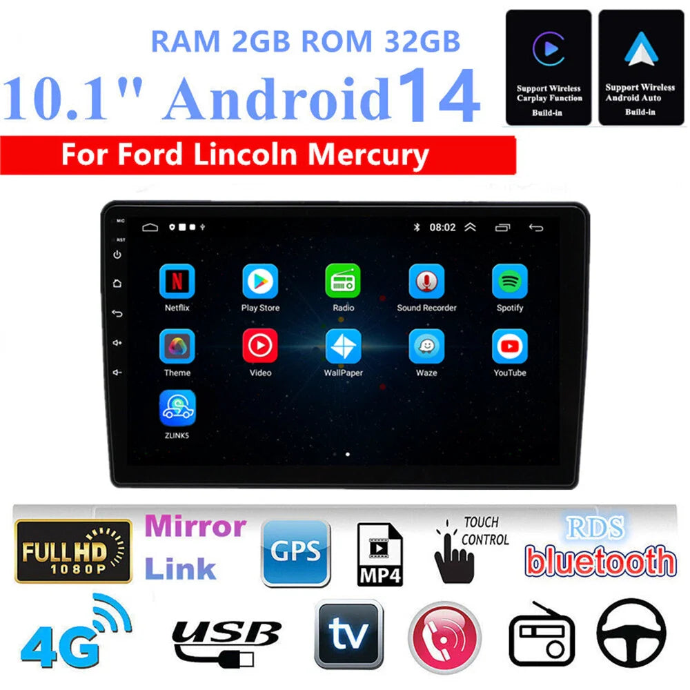 10.1'' Head Unit Car Stereo GPS for 2004-2008 Ford F150