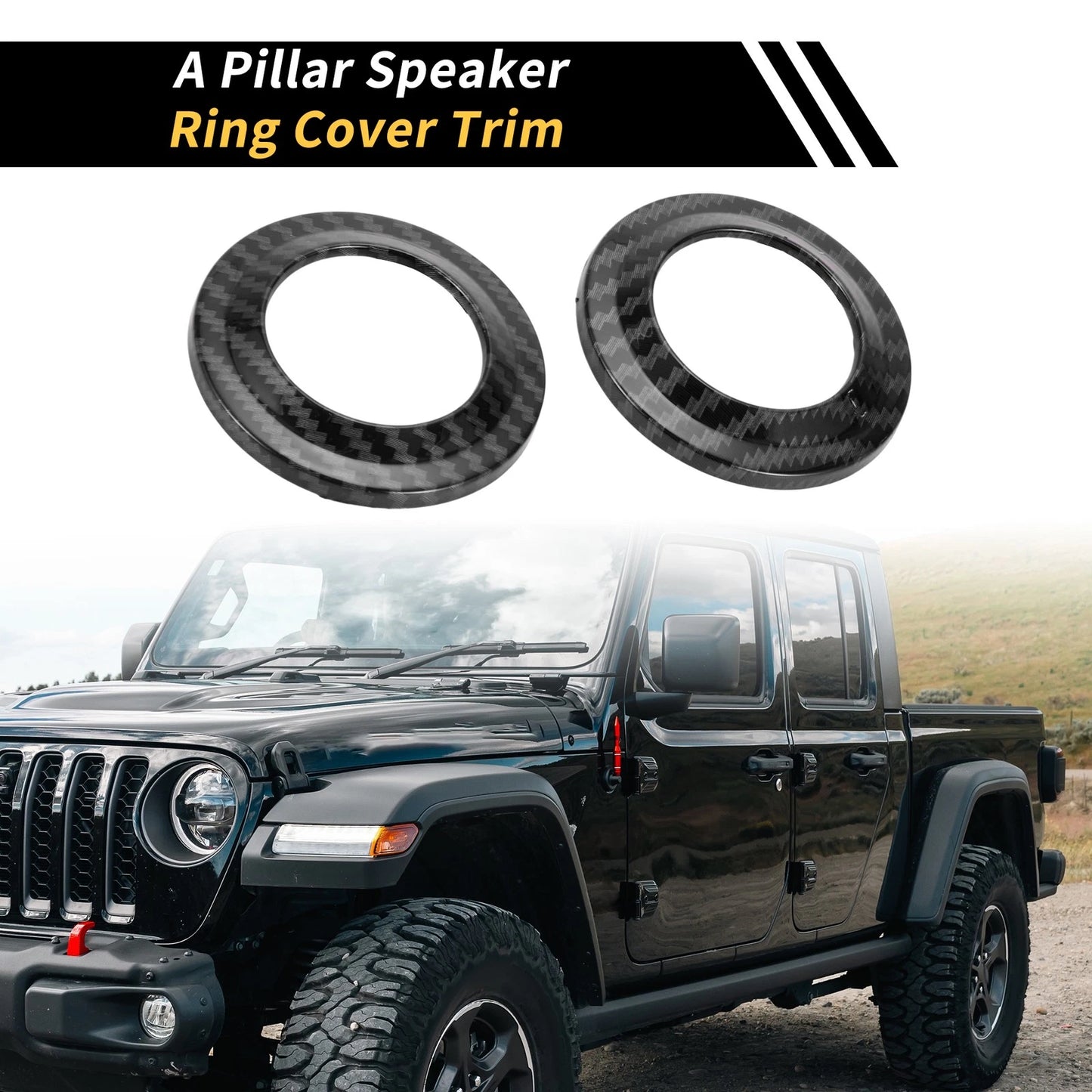 A Pillar Speaker Ring Cover Trim for Jeep Wrangler JK (2007–2014) Black