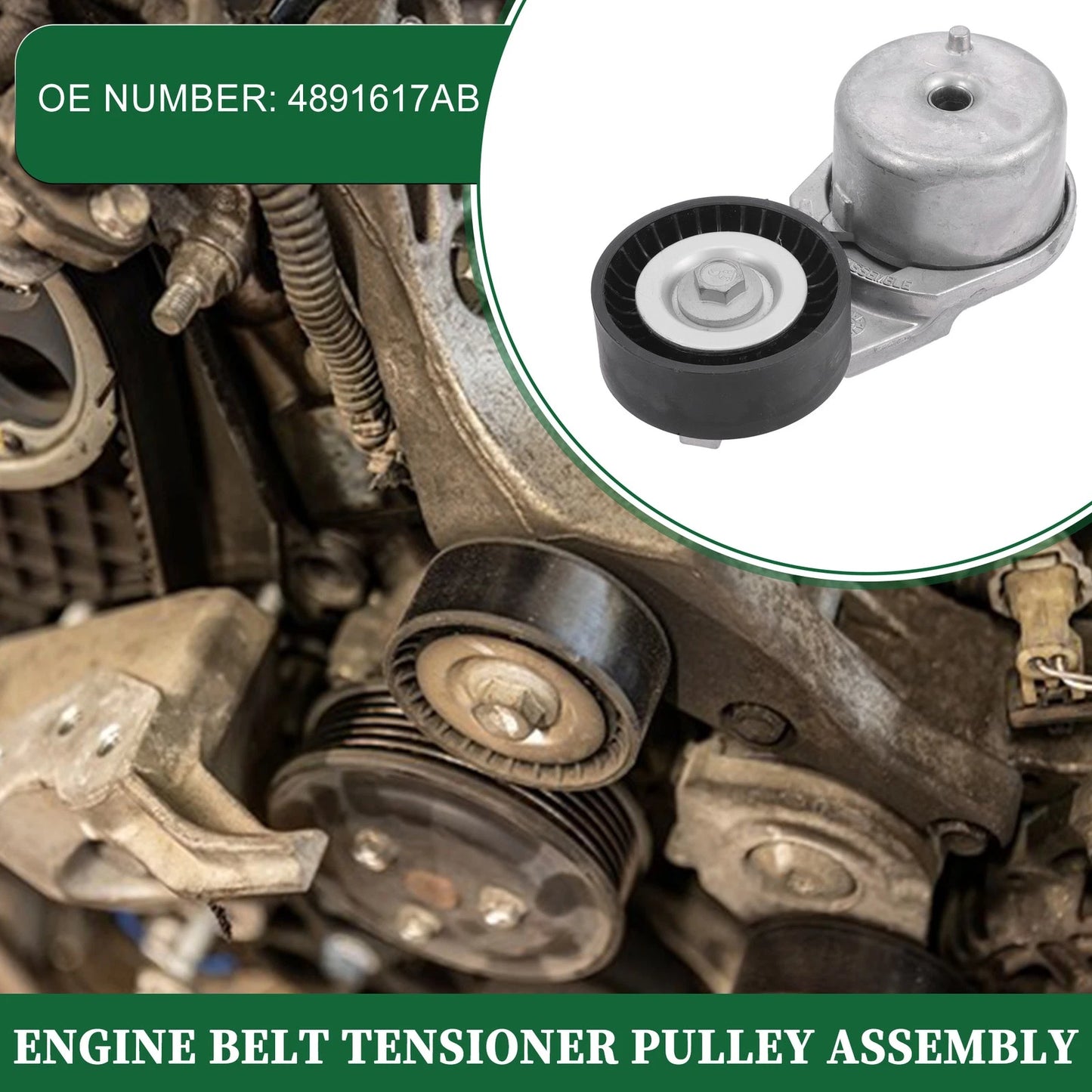 Engine Belt Tensioner Pulley Assembly for Chrysler Sebring (2007–2010) No. 4891617AB