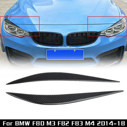 2 x Headlight Eyelid Cover CF Black Eyebrow Front Replaces