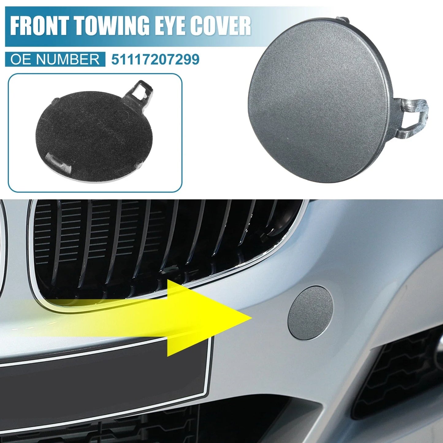 Front Bumper Tow Hook Cover for BMW 3 Series E90/E91 (2009-2012) Gray