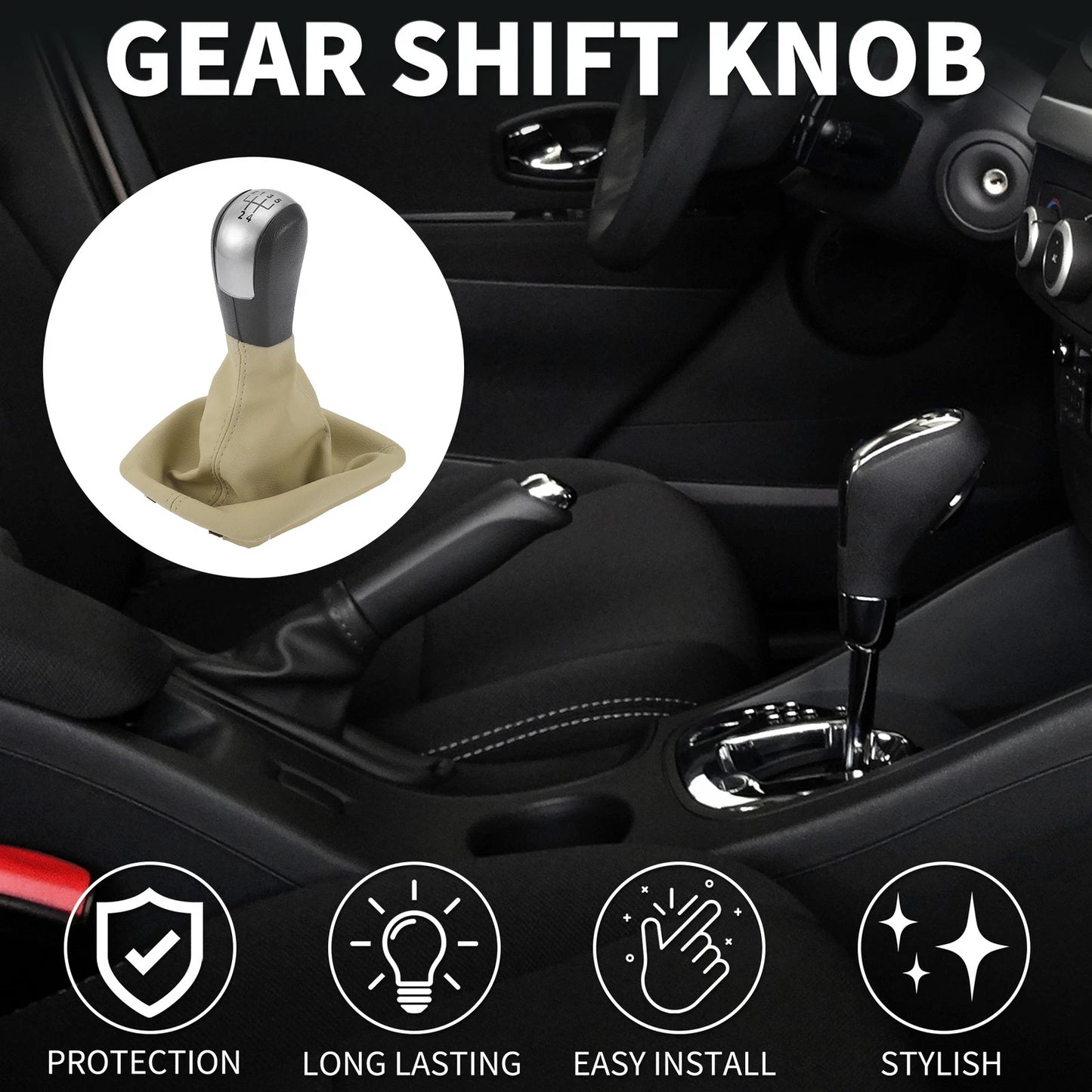 5 Speed Manual Gear Shift Knob w/ Cover for Skoda Octavia (2004–2012) Faux Leather