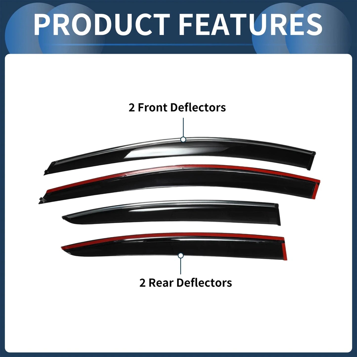 Window Deflectors for Chevrolet Cruze Side Window Vent Visors Black (2011)