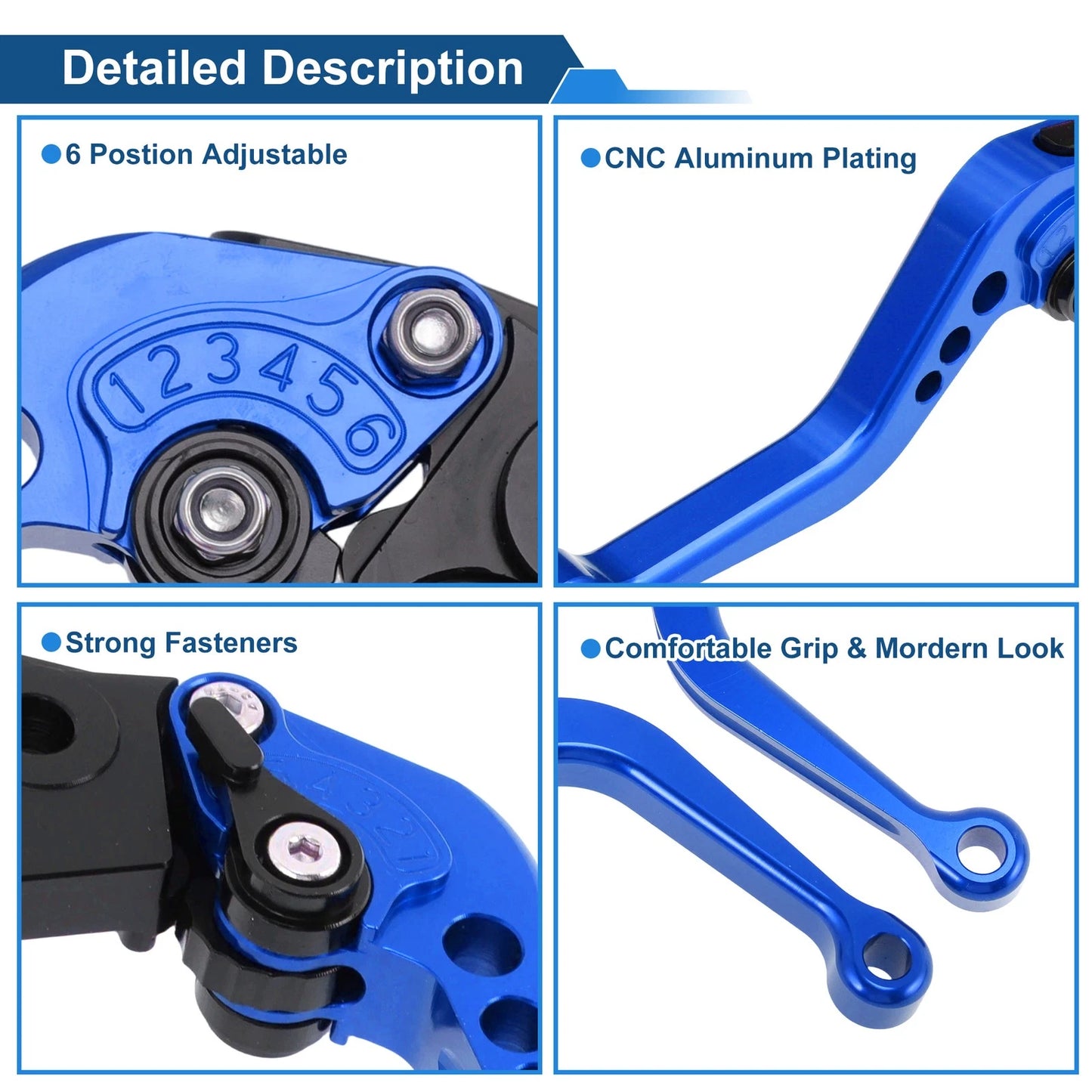 Adjustable Short Brake Clutch Lever Set for Kawasaki ZX-9R (2000–2003) Blue