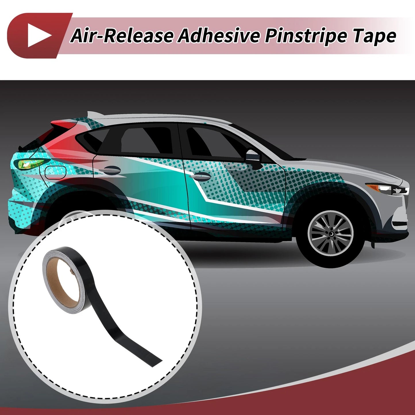 Pinstripe Tape 25mm x 10m for Car Motorcycle Boat Gloss Black (1 Pc)