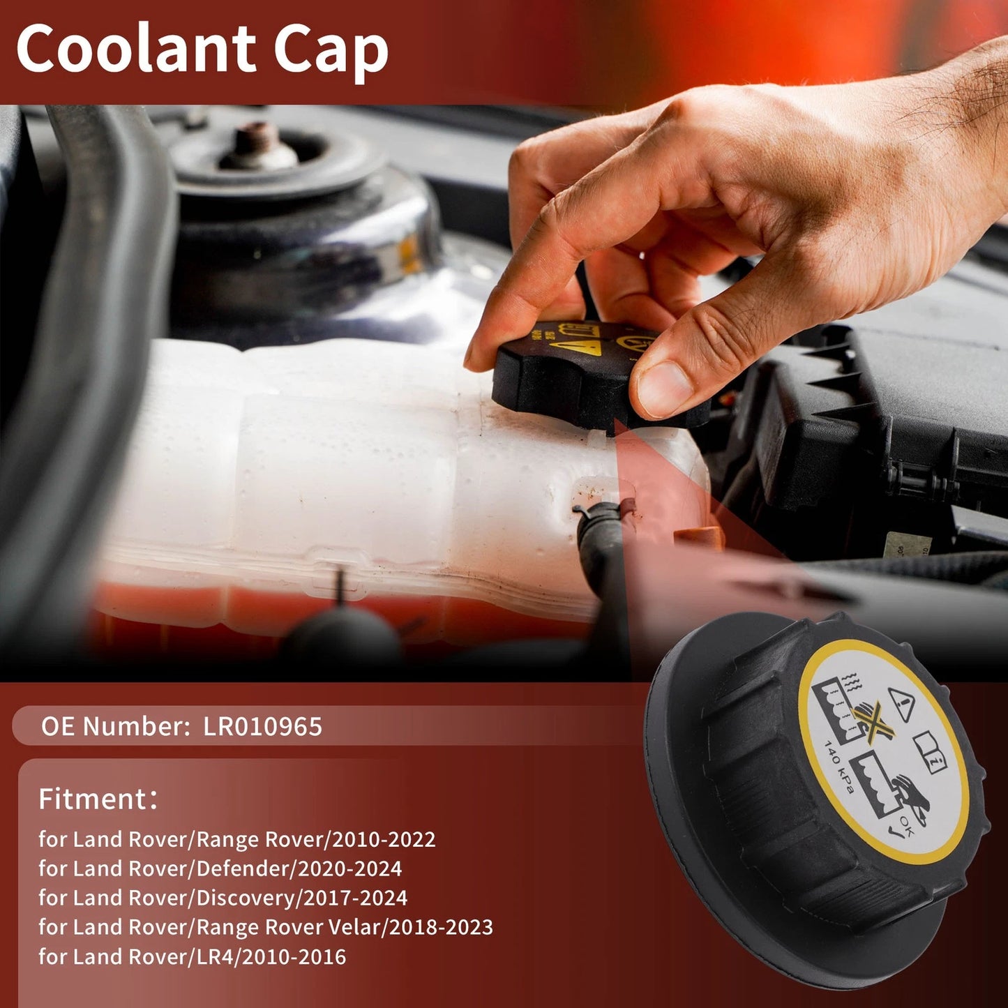 Coolant Cap for Land Rover Range Rover (2010–2022) No.LR010965 Black