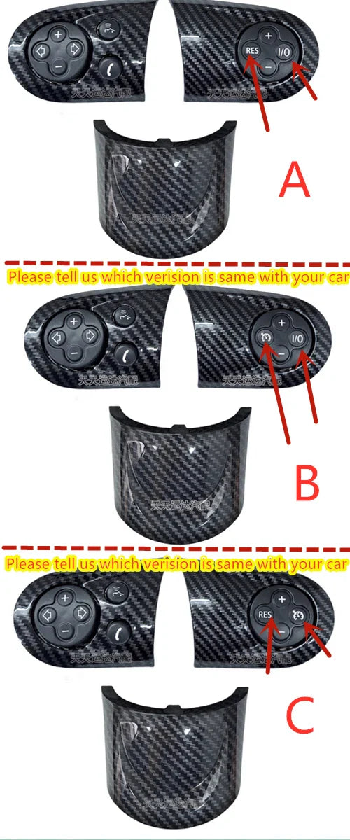 Multifunction Carbon Steering Wheel Switch Button Trim Cap for MINI Cooper