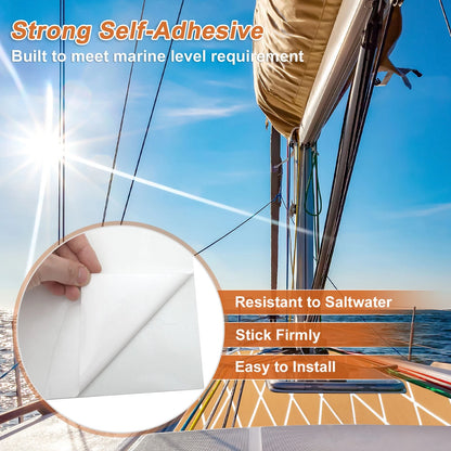 EVA Boat Flooring Strip 96" L x 24" W Brown with White Line