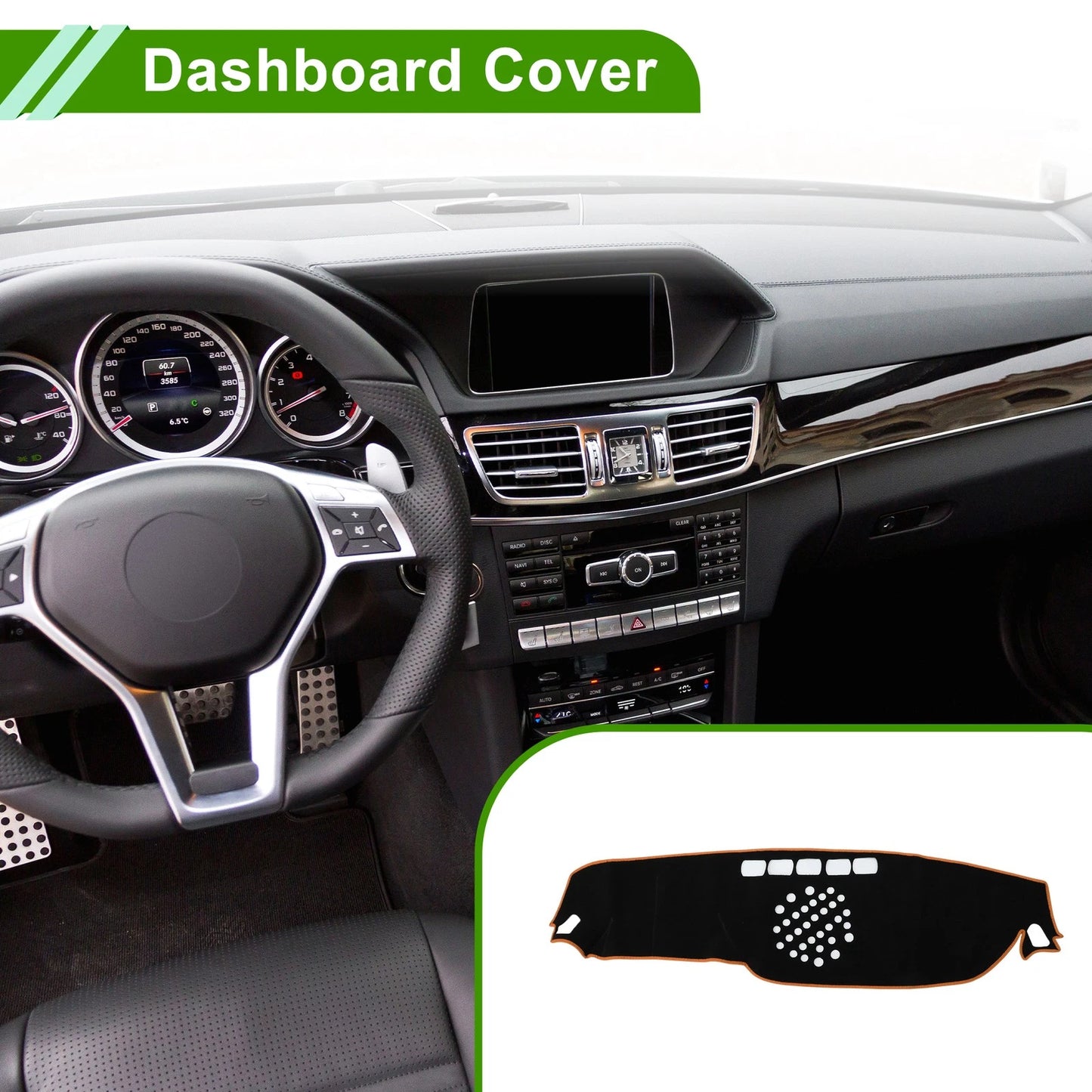 Dashboard Cover for Mercedes-Benz E-Class (2017–2021) Black Orange