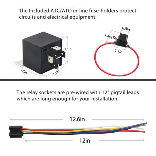12V 40A 5-Pin Relay & Socket & Fuse Holders for Car SUV