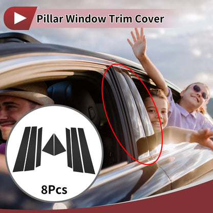 8 Pcs Door Pillar Window Trim for Kia Niro (2017–2020) Black