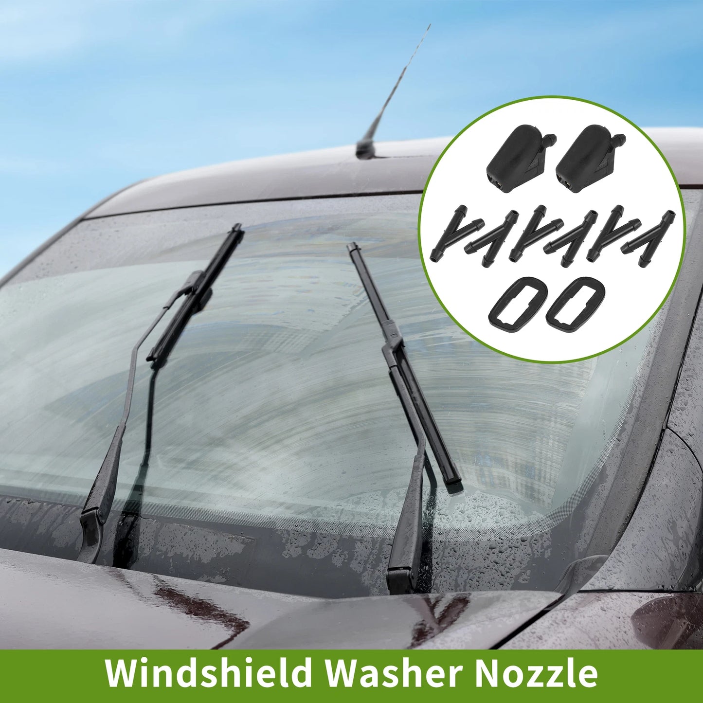 Windshield Washer Nozzle Set with Hose Connector for Mini (No. 61667146377)