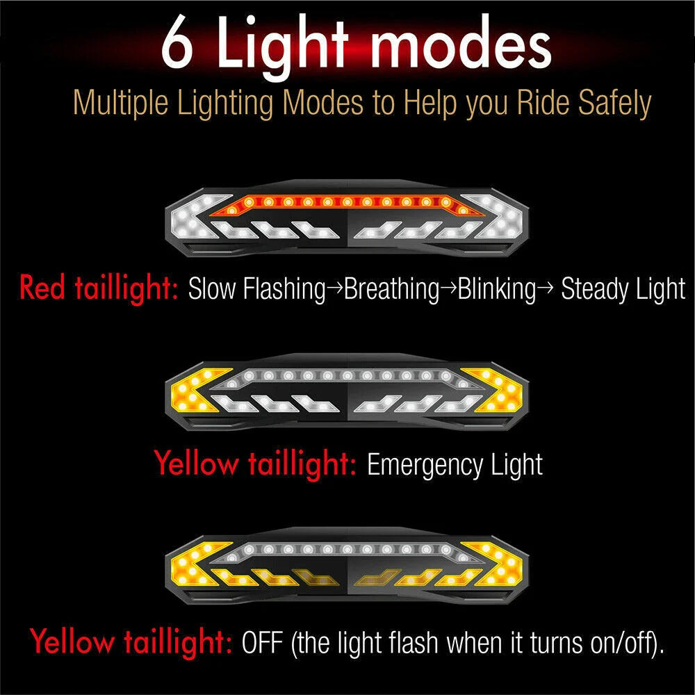 USB Rechargeable Black Bike Alarm Tail Light with Smart Brake Sensing