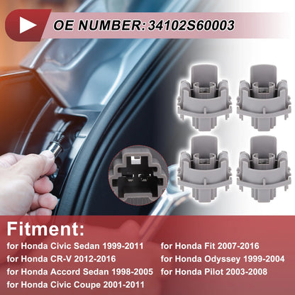 Set of 4 License Plate Light Sockets for Honda Civic Sedan (1999–2011) No.34102S60003