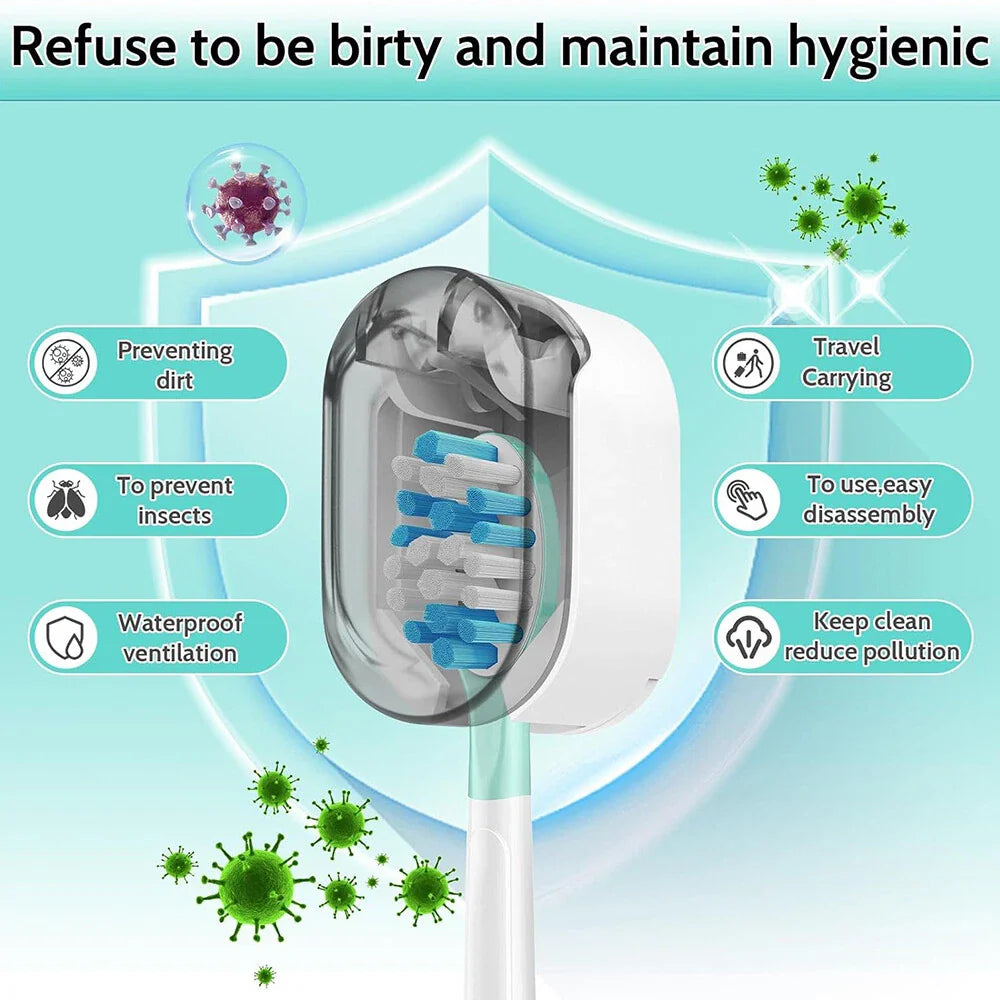 4 x Toothbrush Cap Covers Grey for Manual & Electric Toothbrushes