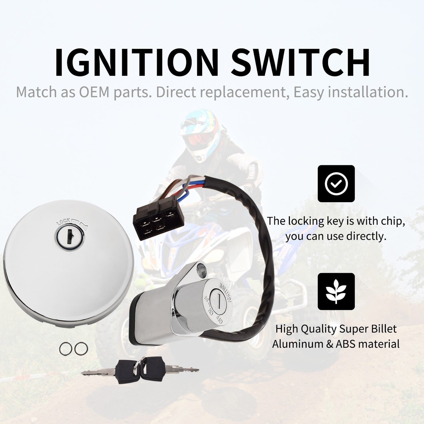 Ignition Switch and Fuel Gas Cap Key Set for Kawasaki EN500 Vulcan 500 (2001–2009)