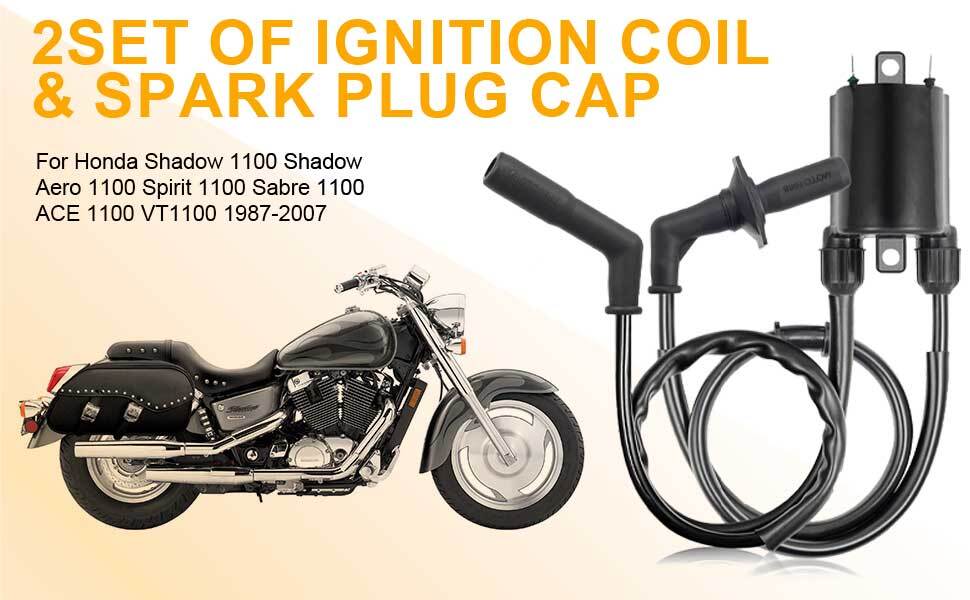 2 Sets of Ignition Coils for Honda VT1100C Shadow (1987–2000)