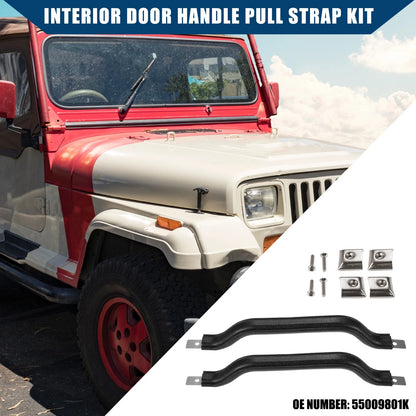 Set of 2 Front Left Right Side Interior Door Handle Pull Straps for Jeep Wrangler