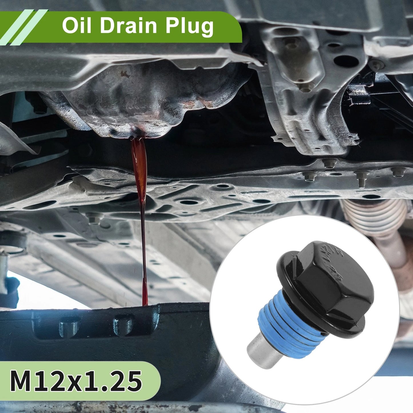 Set of 2 M12x1.25 Copper Oil Drain Plug with Gasket for Car Motorcycle