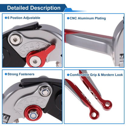 Adjustable Brake Clutch Levers for Kawasaki ZZR600 (2005–2009) Titanium Red