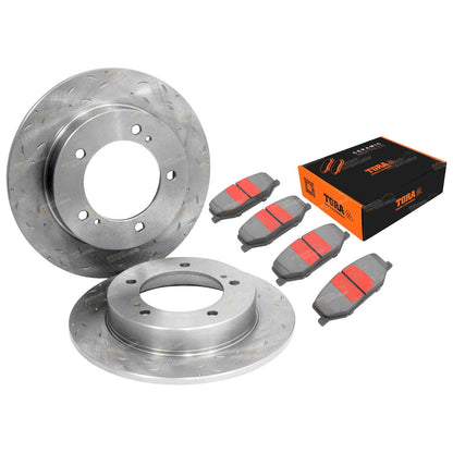 2 Front Slotted Drilled Disc Rotors + Brake Pads for Sierra (1983–1999)