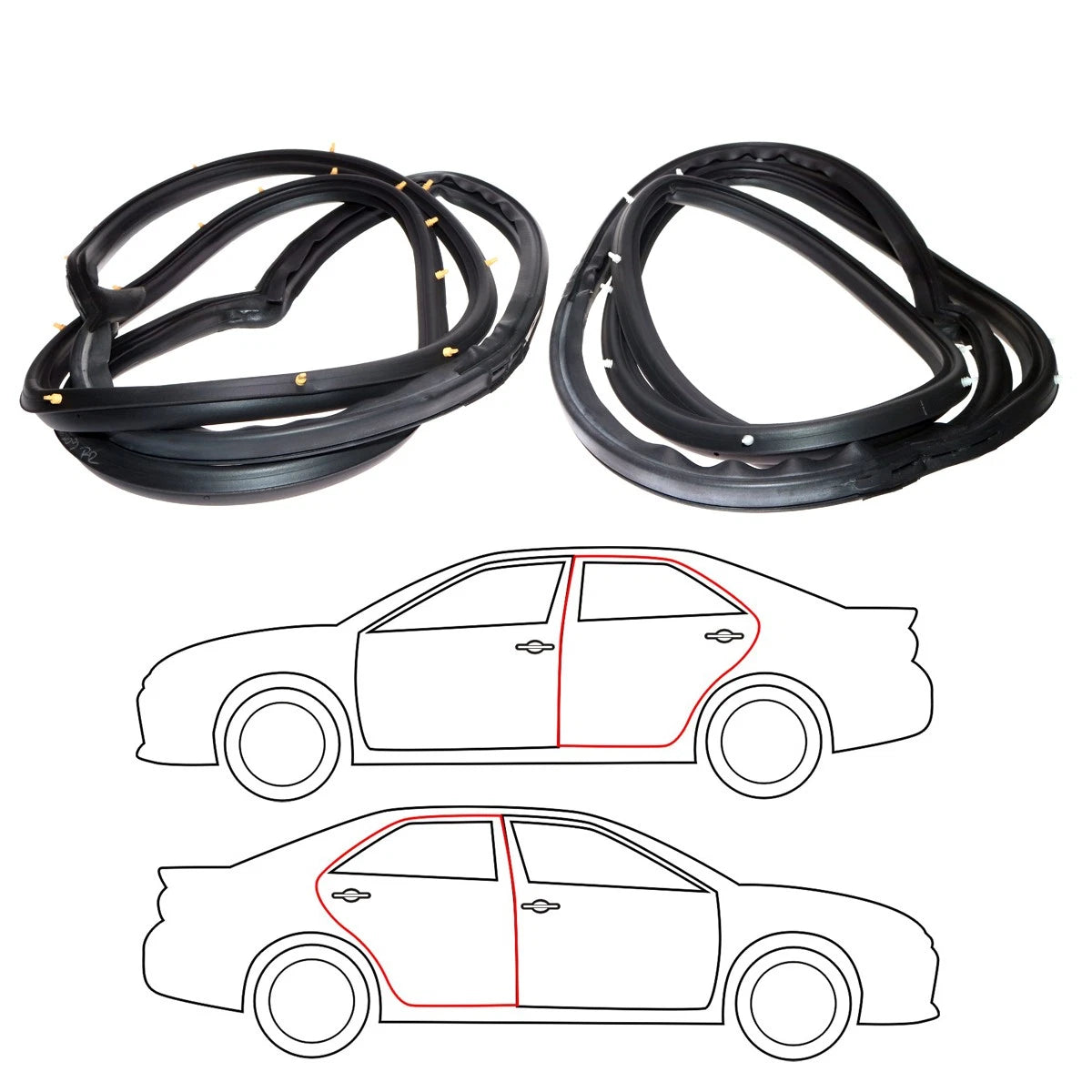 Set of 2 Rear Door Weatherstrip Seals for Nissan Bluebird U12 (1992–1997)