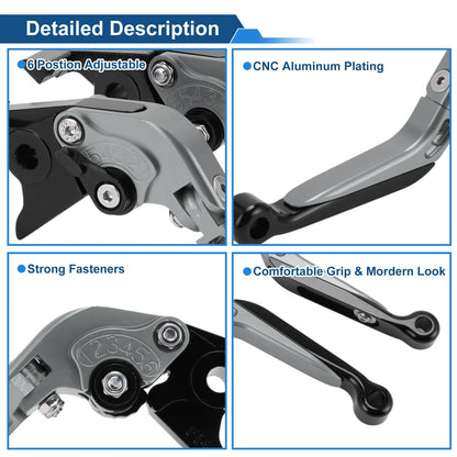 Adjustable Brake Clutch Levers for Kawasaki ZX7R (1989–2003) Titanium Black