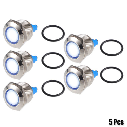 5Pcs 19mm LED Waterproof Pilot Indicator Light for Universal Applications