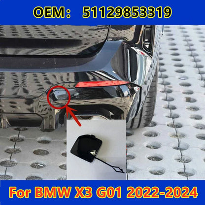 Glossy Black Rear Bumper Tow Hook Hole Eye Cover Cap for BMW X3 (2022–2024)