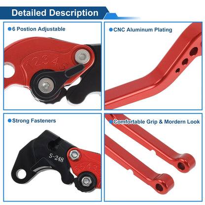 Short Brake Clutch Levers for Suzuki GSXR600 (1997–2003) Red 1 Pair