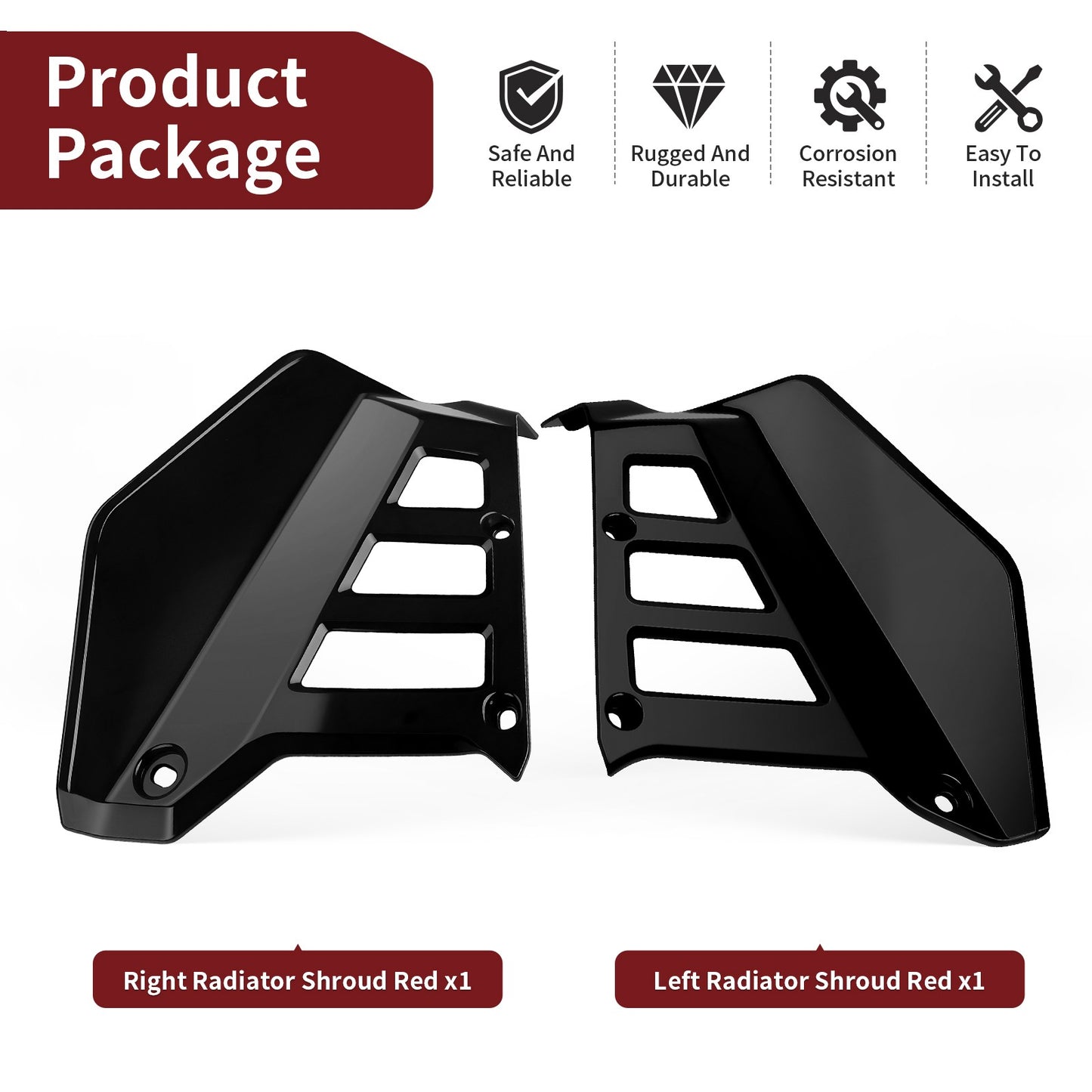 Set of 2 Black Radiator Shrouds for Honda ATC250R (1985–1986)