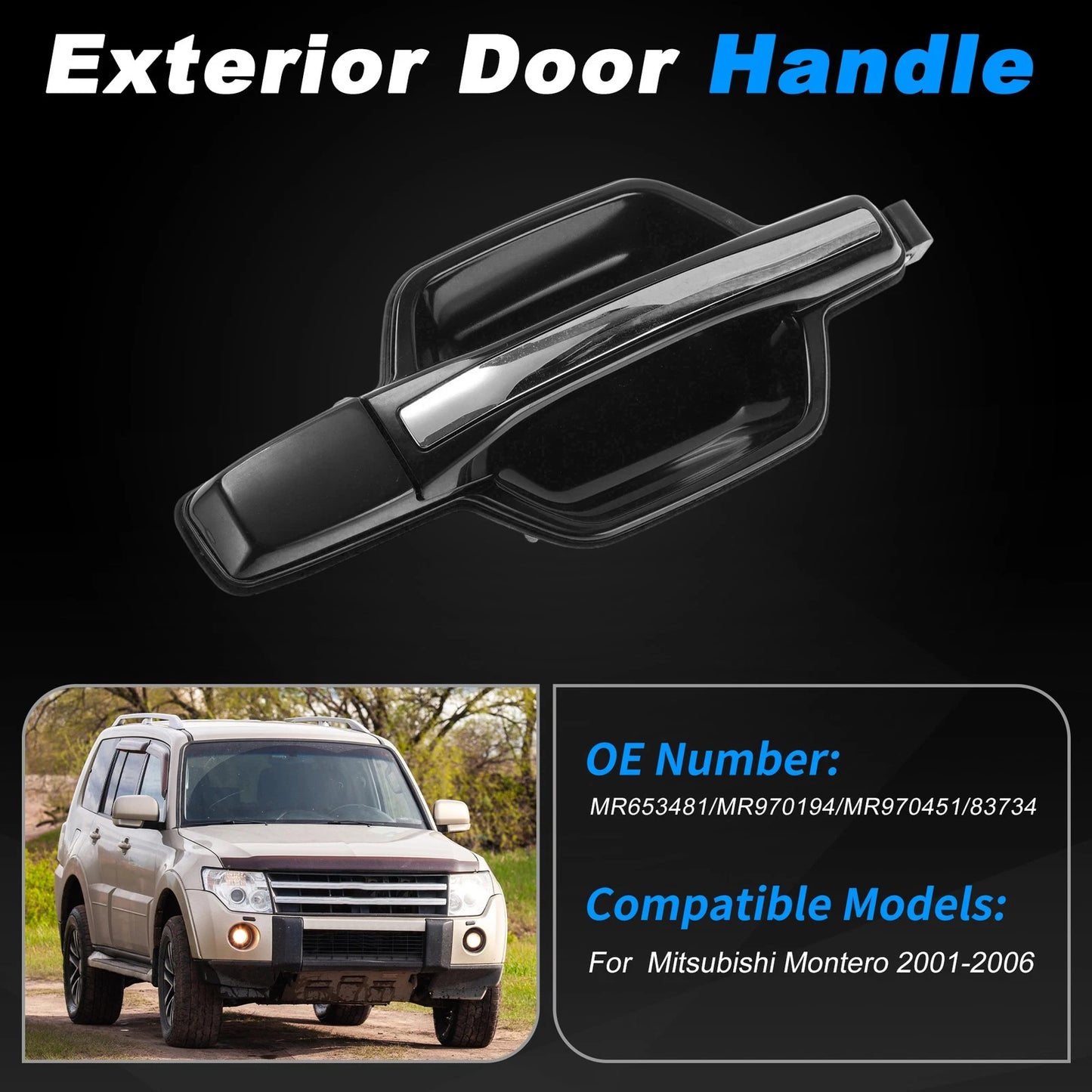 Rear Right Exterior Door Handle No.MR653481 for Mitsubishi Montero (2001–2006)