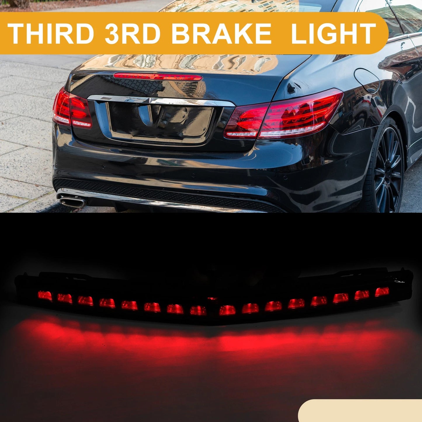 Third Brake Stop Light for Mercedes-Benz E550 (2012–2017) ABS Black